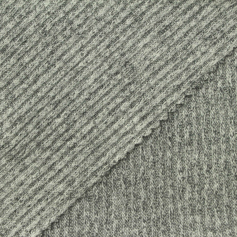 Grey Marl Rib Knit, Viscose-Poly, 166 gsm