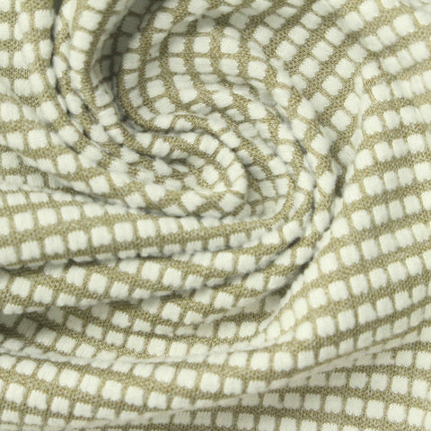 Cream Squares Interlock Knit, Polyester