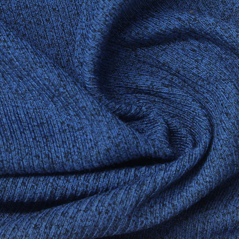 Blue Marl Rib Knit, 320 gsm