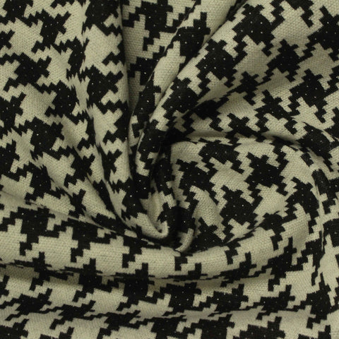 Black Houndstooth Jacquard, Polyester, 260 gsm, 160 cm