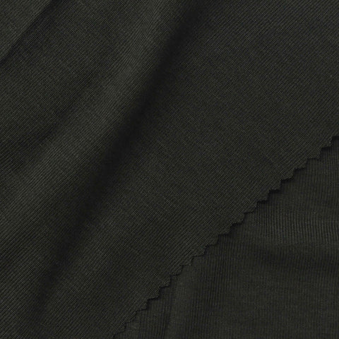 Tencel Lyocell Acrylic Stretch Rib Knit Fabric, 180 gsm, 160 cm — Black