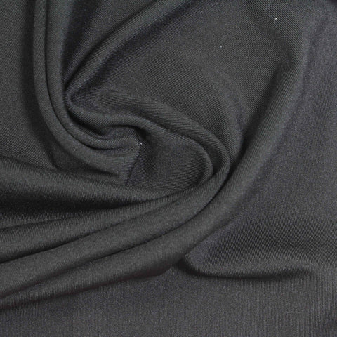 Polyester Stretch Sateen Fabric, 210 gsm, 155 cm — Black