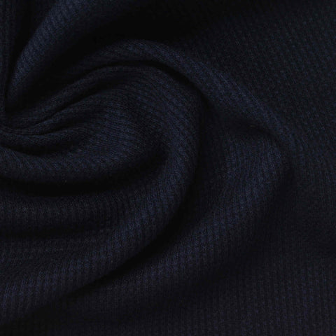 Polyester Viscose Stretch Waffle Knit Fabric, 270 gsm, 150 cm — Navy