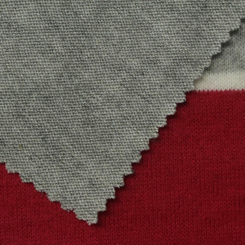 Grey Horizontal-Stripe Chunky Knit, Viscose-Poly, 210 gsm