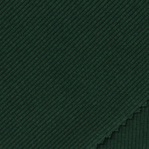 Dark Green Rib Knit, Cotton-Poly