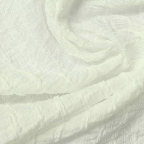 Jacquard Polyester Stretch Crepe Fabric, 150 gsm, 150 cm — White