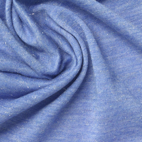 Blue Marl Jersey Knit, Poly-Viscose, 132 gsm