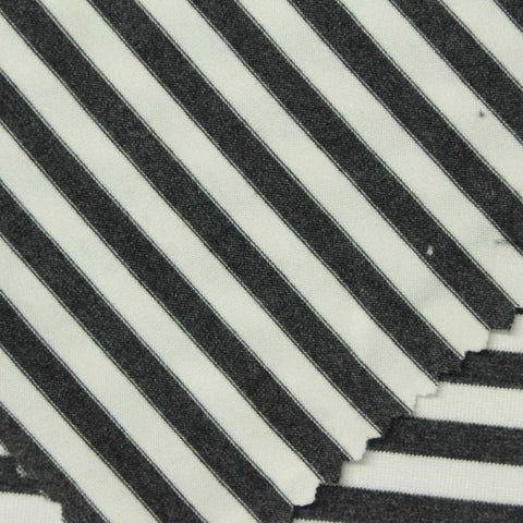 Black Stripes Jersey Knit, Viscose-Poly, 202 gsm