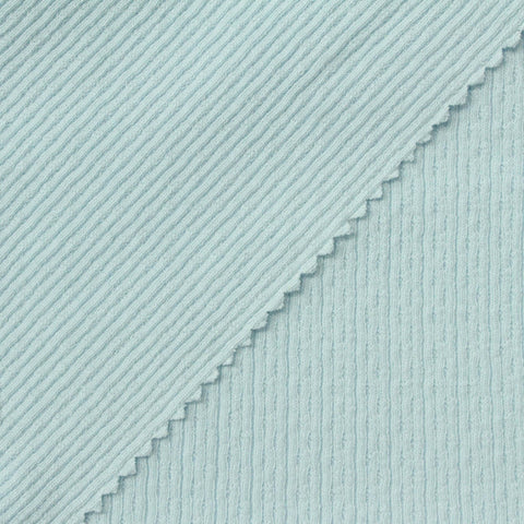 Jacquard Cotton Stretch Rib Knit Fabric, 210 gsm, 140 cm — Blue