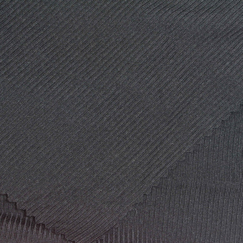 Black Ribbed Rib Knit, Polyester