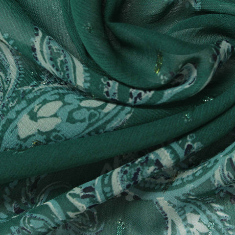 Teal Paisley Chiffon