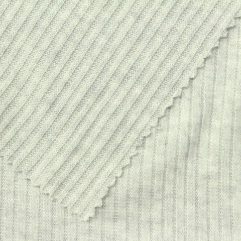 Light Grey Marl Rib Knit, Poly-Viscose, 170 gsm, 170 cm