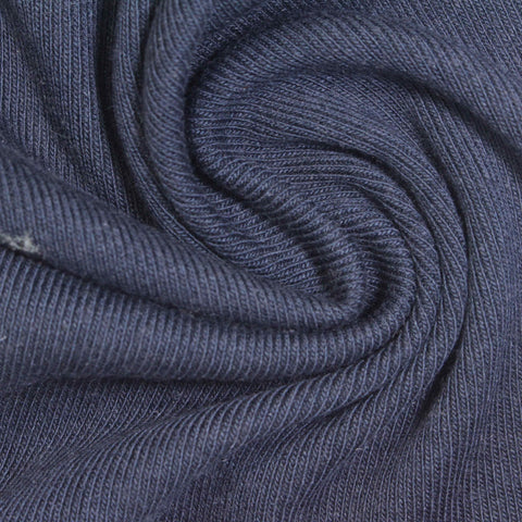 Heathered Blue Marl Rib Knit, Poly-Cotton