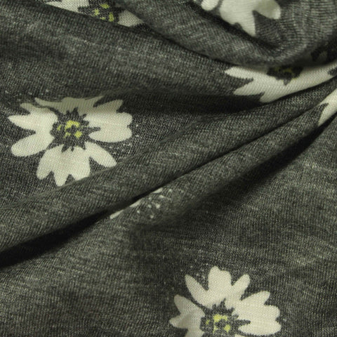 White Daisy Jersey Knit, Poly-Viscose, 170 gsm, ref EF-254007