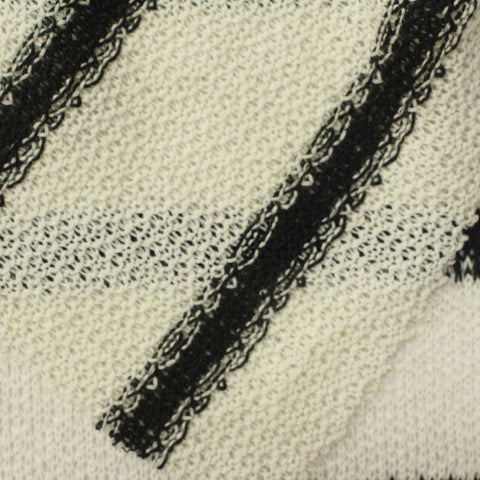 Black Horizontal-Stripe Chunky Knit, Polyester, 186 gsm