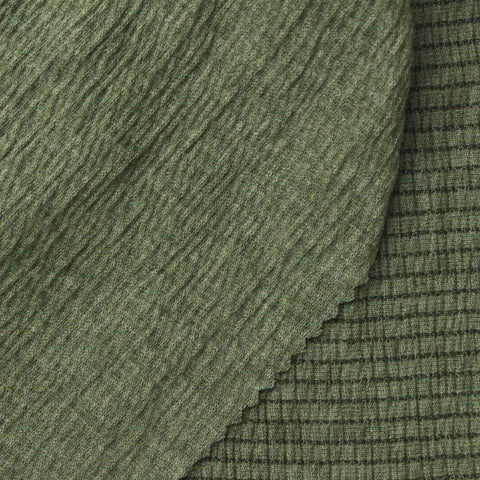 Dark Green Grid Crepe, Poly-Viscose