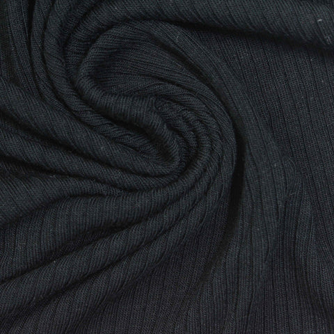 Viscose Stretch Rib Knit Fabric, 205 gsm, 160 cm — Navy