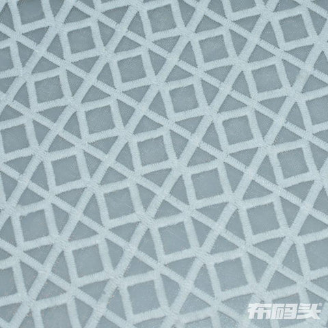 Light Grey Geometric-Grid Milk Silk Knit, Polyester