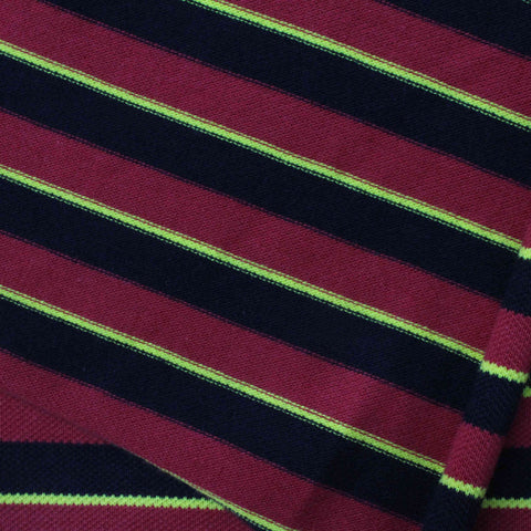 Dark Red Horizontal-Stripe Rib Knit, Cotton