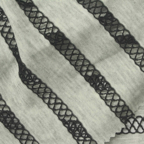 Heather Grey Stripes Jacquard, Poly-Viscose