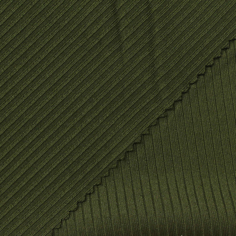 Polyester Stretch Rib Knit Fabric, 296 gsm, 155 cm — Green