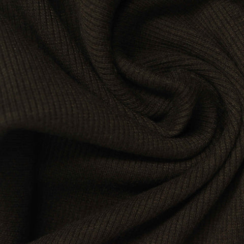 Polyester Cotton Stretch Rib Knit Fabric, 280 gsm, 120 cm — Brown