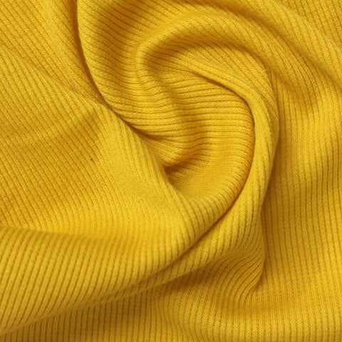 Yellow Ribbed Rib Knit, Poly-Cotton
