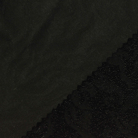 Jacquard Sequin Polyester Stretch Knit Fabric, 170 gsm, 170 cm — Black