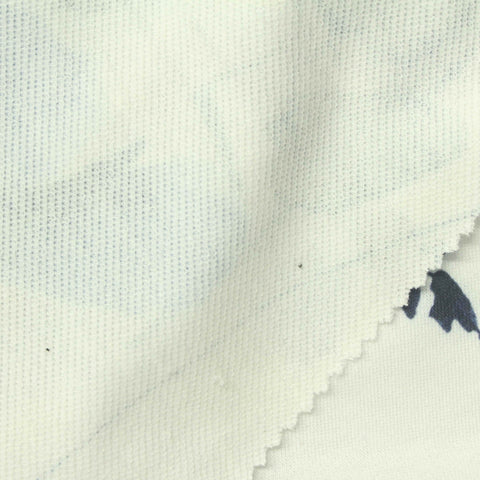Blue Watercolor-Floral French Terry, Polyester