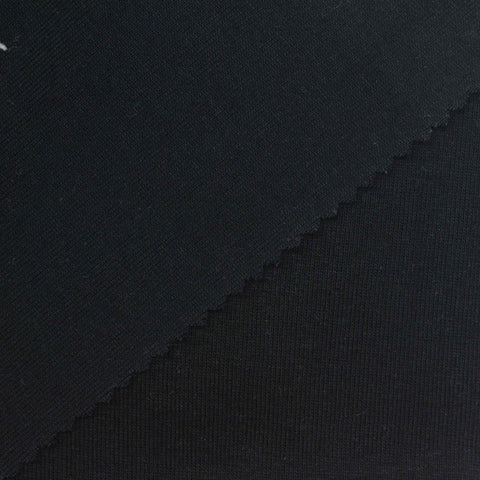 100% Cotton Rib Knit Fabric, 215 gsm, 185 cm — Black
