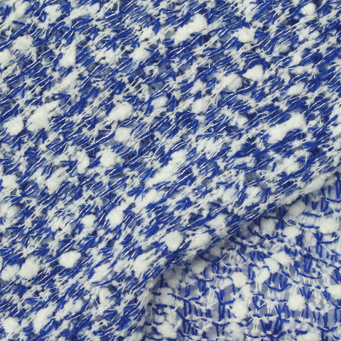 Jacquard Polyester Acrylic Metallic Chunky Knit Fabric, 142 gsm, 158 cm — Blue