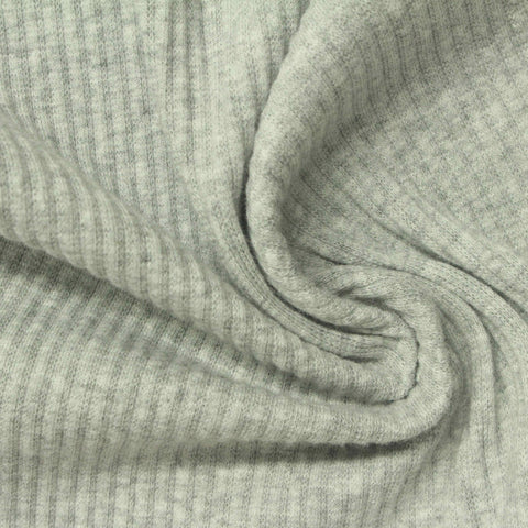 Light Grey Marl Rib Knit, 260 gsm, 116 cm