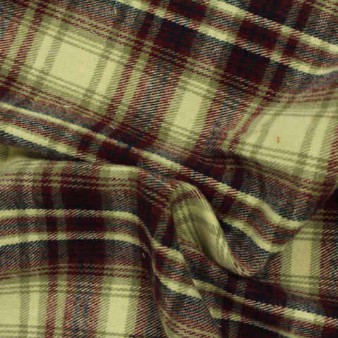 Burgundy Bold-Plaid Twill, Cotton