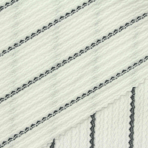 Dark Grey Wavy-Stripe Crepe, Polyester