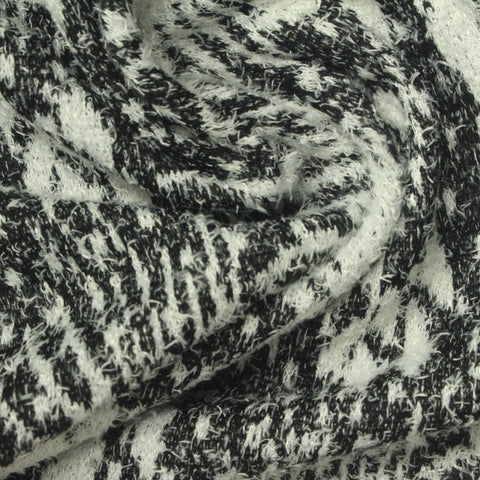 Jacquard Polyester Stretch Chunky Knit Fabric, 300 gsm, 160 cm — Black