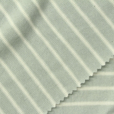 Light Green Stripes Chunky Knit, Poly-Viscose