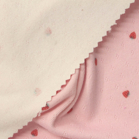 Fine Floral Brushed Polyester Stretch Rib Knit Fabric, 234 gsm, 174 cm — Pink