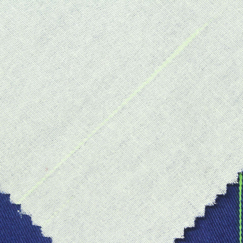 Neon Green Vertical-Stripe Twill, Cotton