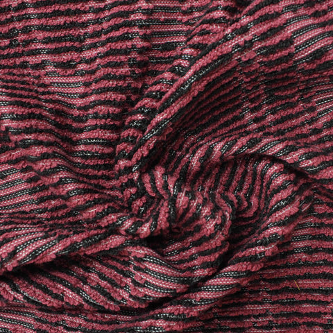 Red Horizontal-Stripe Pointelle Knit, Poly-Cotton