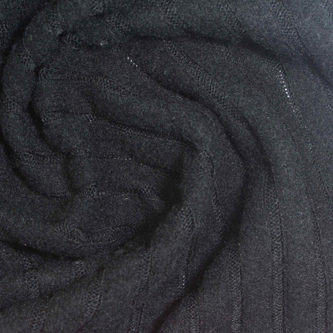 White Vertical-Stripe Rib Knit, Polyester