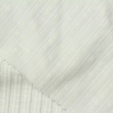 Jacquard Cotton Polyester Knit Fabric, 240 gsm, 120 cm — White