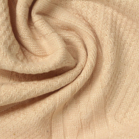 Beige Chevron Rib Knit, Viscose-Poly