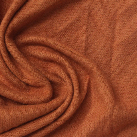 Brushed Polyester Viscose Stretch Chunky Knit Fabric, 180 gsm, 150 cm — Orange