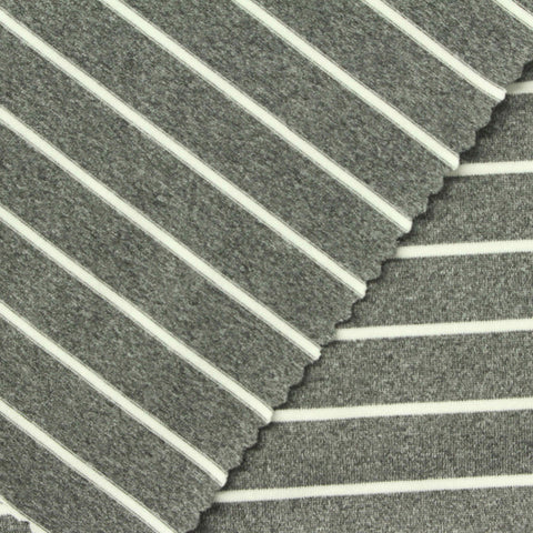 Heather Grey Horizontal-Stripe Milk Silk Knit, Polyester