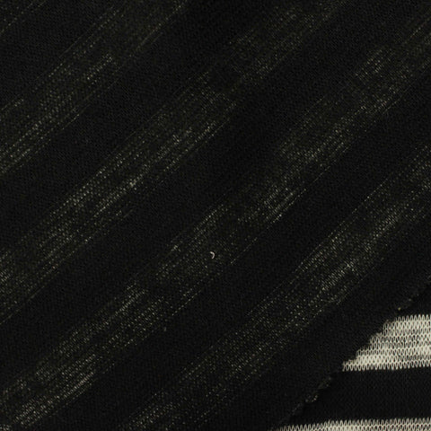 Black Horizontal-Stripe Interlock Knit, Poly-Cotton, 208 gsm