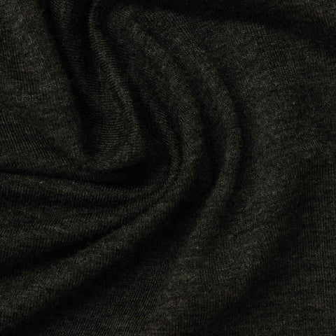 Heather Viscose Stretch Jersey Knit Fabric, 187 gsm, 180 cm — Black