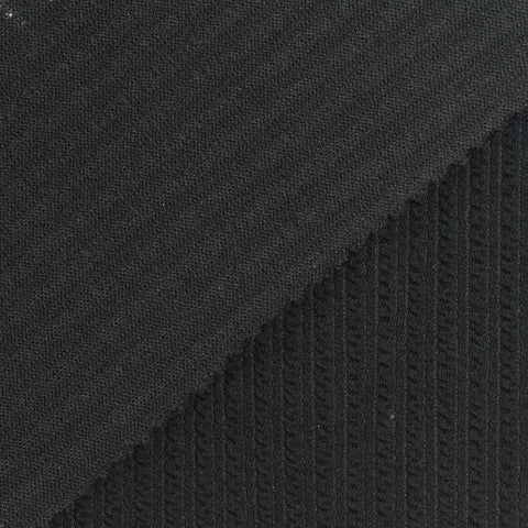 Rib Knit Fabric, 280 gsm, 165 cm — Black