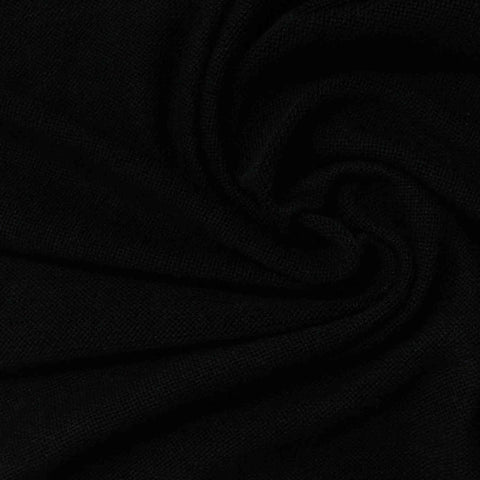 Viscose Polyester Stretch Chunky Knit Fabric, 201 gsm, 165 cm — Black