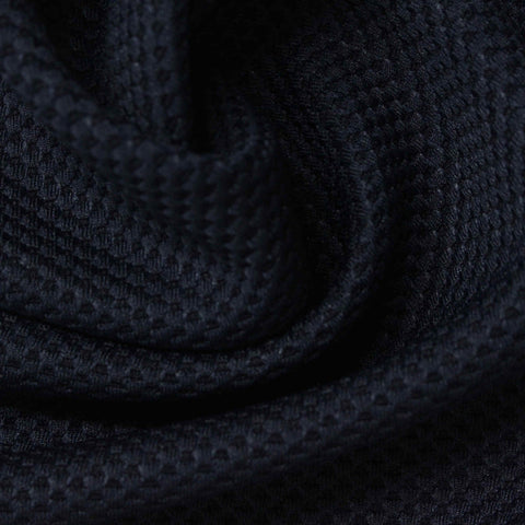 Navy Small-Honeycomb Piqué Knit, Polyester