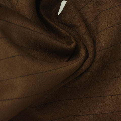 Striped Polyester Stretch Faux Suede Fabric, 280 gsm, 155 cm — Brown